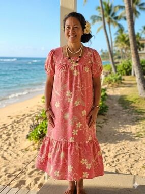 Pink Floral Maxi Dress with Puff Sleeves